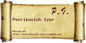 Petrikovich Izor névjegykártya